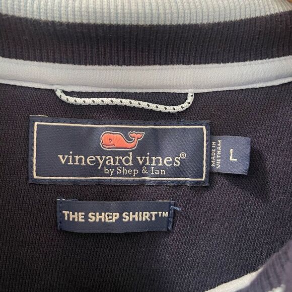 VINEYARD VINES MEN'S VARSITY STRIPE SHEP SHIRT - NAUTICAL NAVY Size Large - Picture 5 of 8